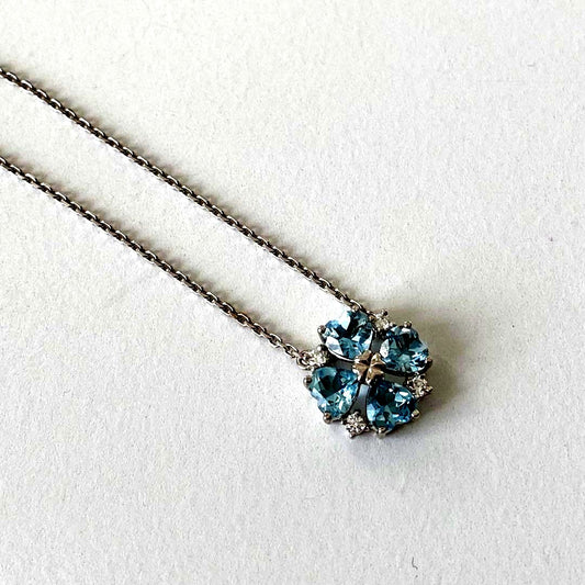 Tasaki Aquamarine Necklace with 12.5mm aquamarine stone, 0.11ct diamond, platinum chain 40cm
