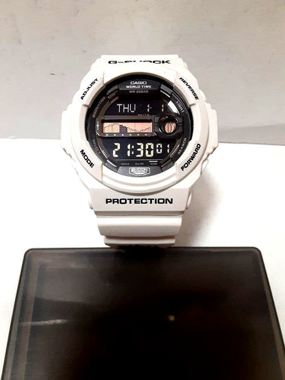 Casio G-Shock white collaboration tide graph watch with note of minor dirt and used condition