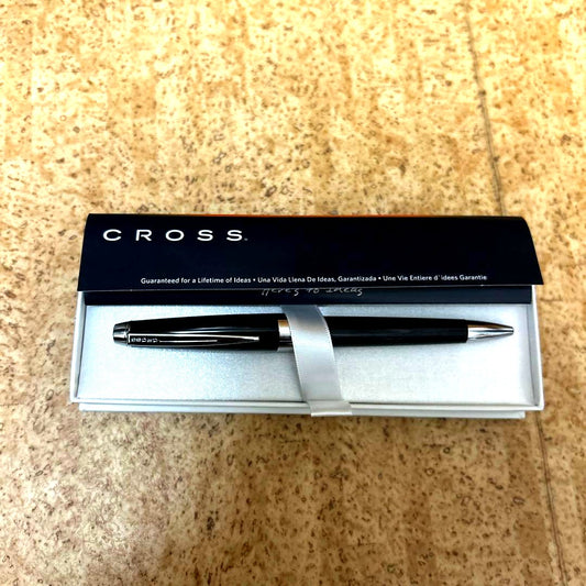Cross ballpoint pen with black body shown from side angle on white background