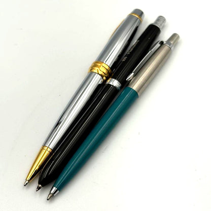 Parker Manulife Silver Blue Cross ballpoint pen set with three pens including engraved mechanical pencil and inkless pen
