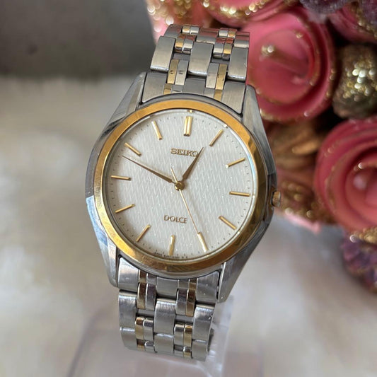 SEIKO DOLCE Gold Combo Quartz Men's Watch — Japanese