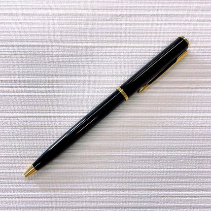 Waterman Ballpoint Pen Black Gold 023 with sleek black and gold finish, 14 cm long and 1 cm diameter