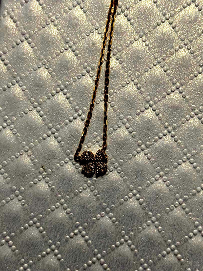 aget K18 yellow gold necklace with 0.05ct diamond four-leaf clover pendant on 40cm chain