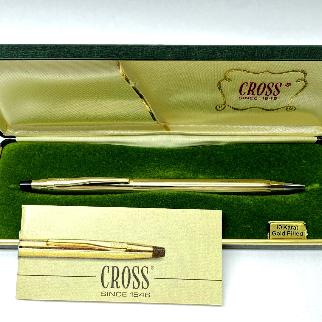 Cross Classic Century ballpoint pen with 10K gold filled body and Nikkei logo twist mechanism with case