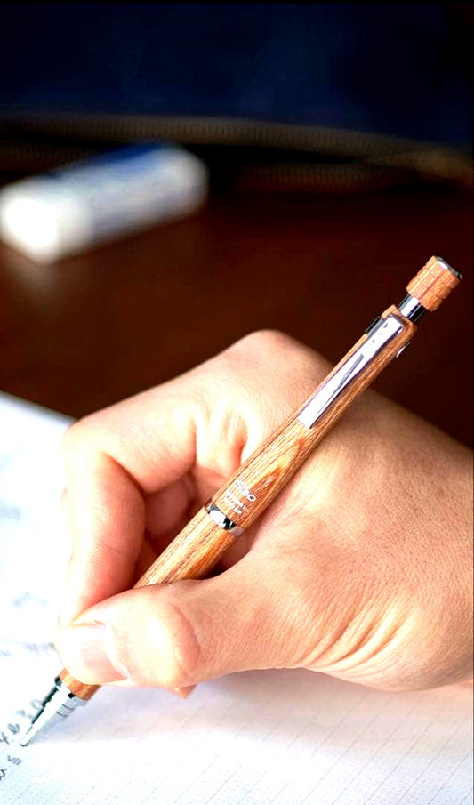 PILOT S30 brown mechanical pencil with wooden layered body and automatic lead advance mechanism