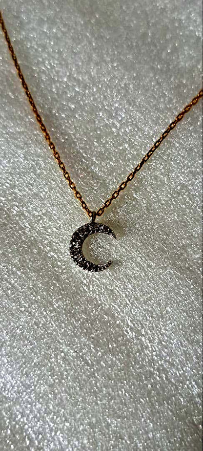 Agete Diamond Necklace featuring yellow gold chain, white gold top with 0.05 carat diamond, 40 cm adjustable length
