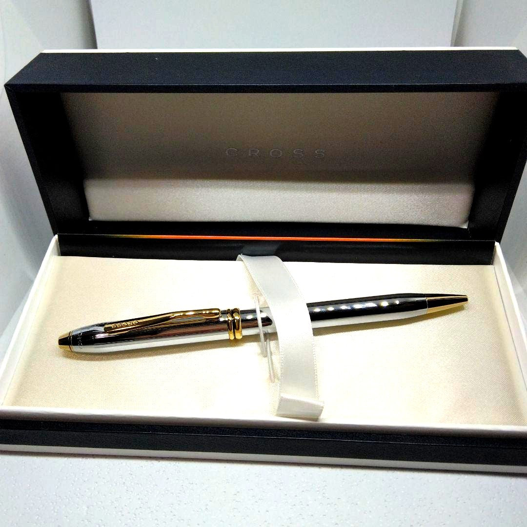 CROSS Tendown Medalist ball pen with silver and gold two-tone metal design and clip