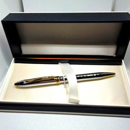 CROSS Tendown Medalist ball pen with silver and gold two-tone metal design and clip