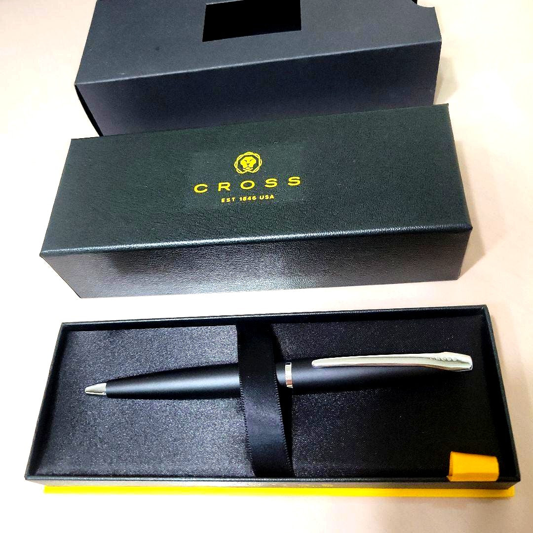 Black Sharp Design Crossball Pen with included box showing slight discoloration on box top