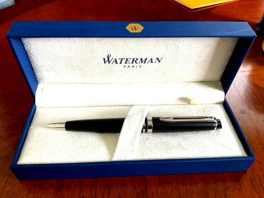 Waterman Essential ballpoint pen in highest grade material with protective case, unused, made in France