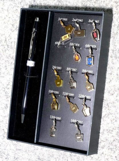 CROWN emblem ornament attached ballpoint pen CROSS model with black barrel and gold accents