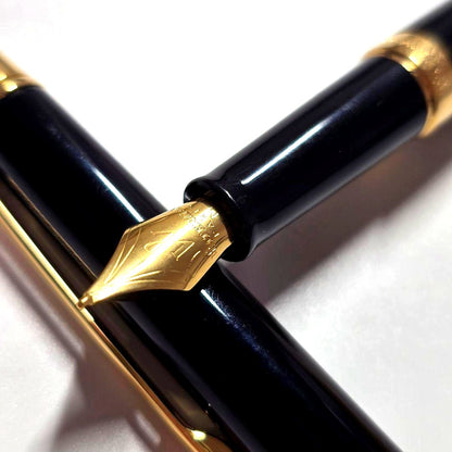 Waterman Fountain Pen in black body with gold color accents and gold nib