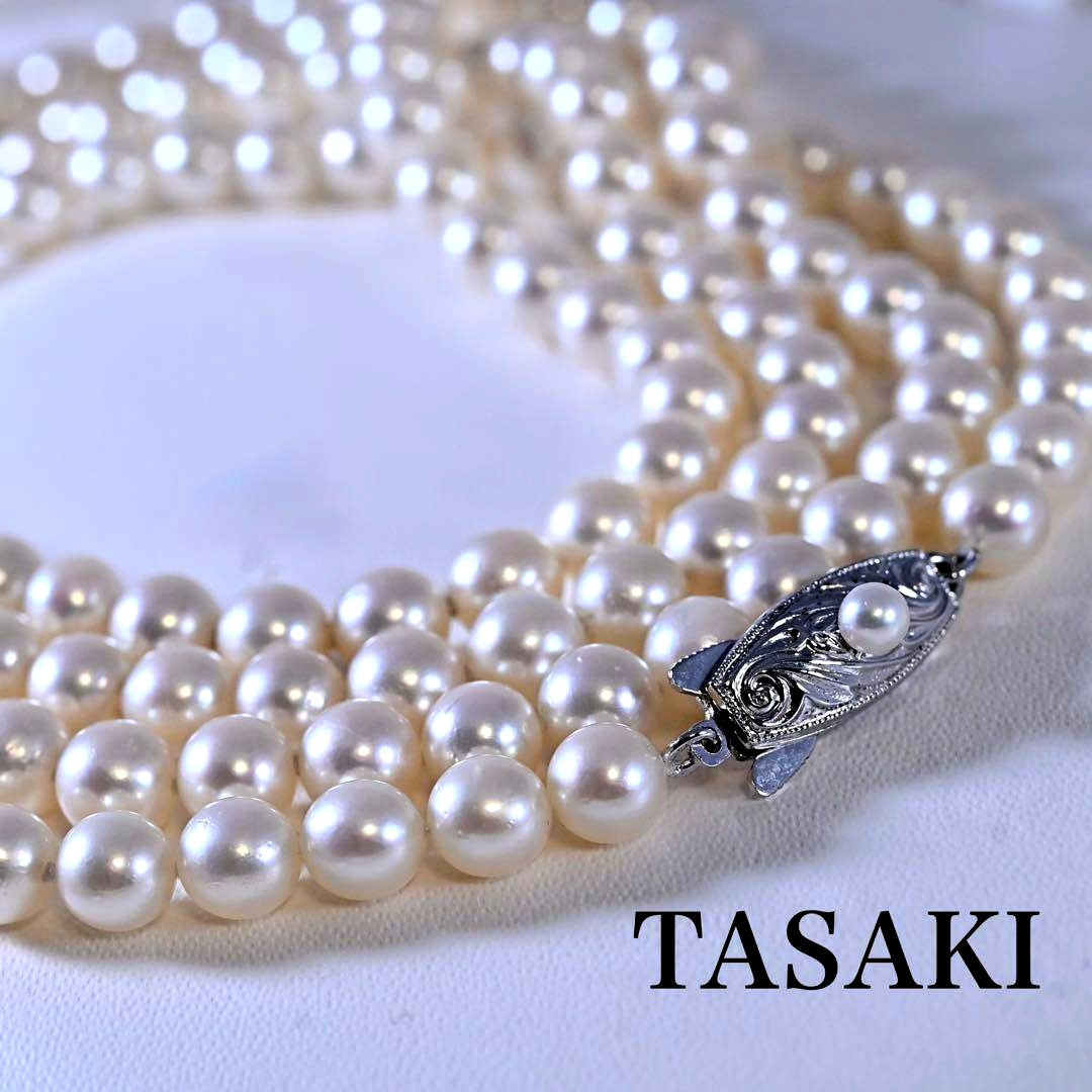 Takashi Akoya Pearl Necklace 113cm long with lustrous white pearls and elegant design
