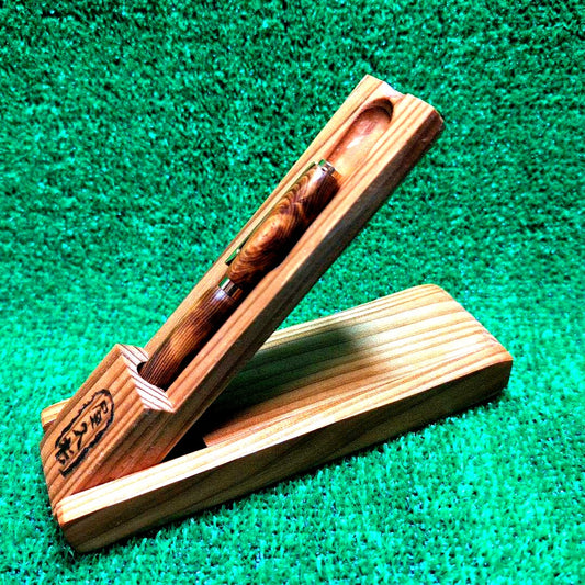 Yaku Sugi wooden ballpoint pen and custom case set with natural wood finish