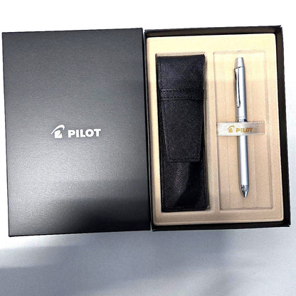 PILOT RIDGE silver ballpoint pen with matching silver case, new and unused
