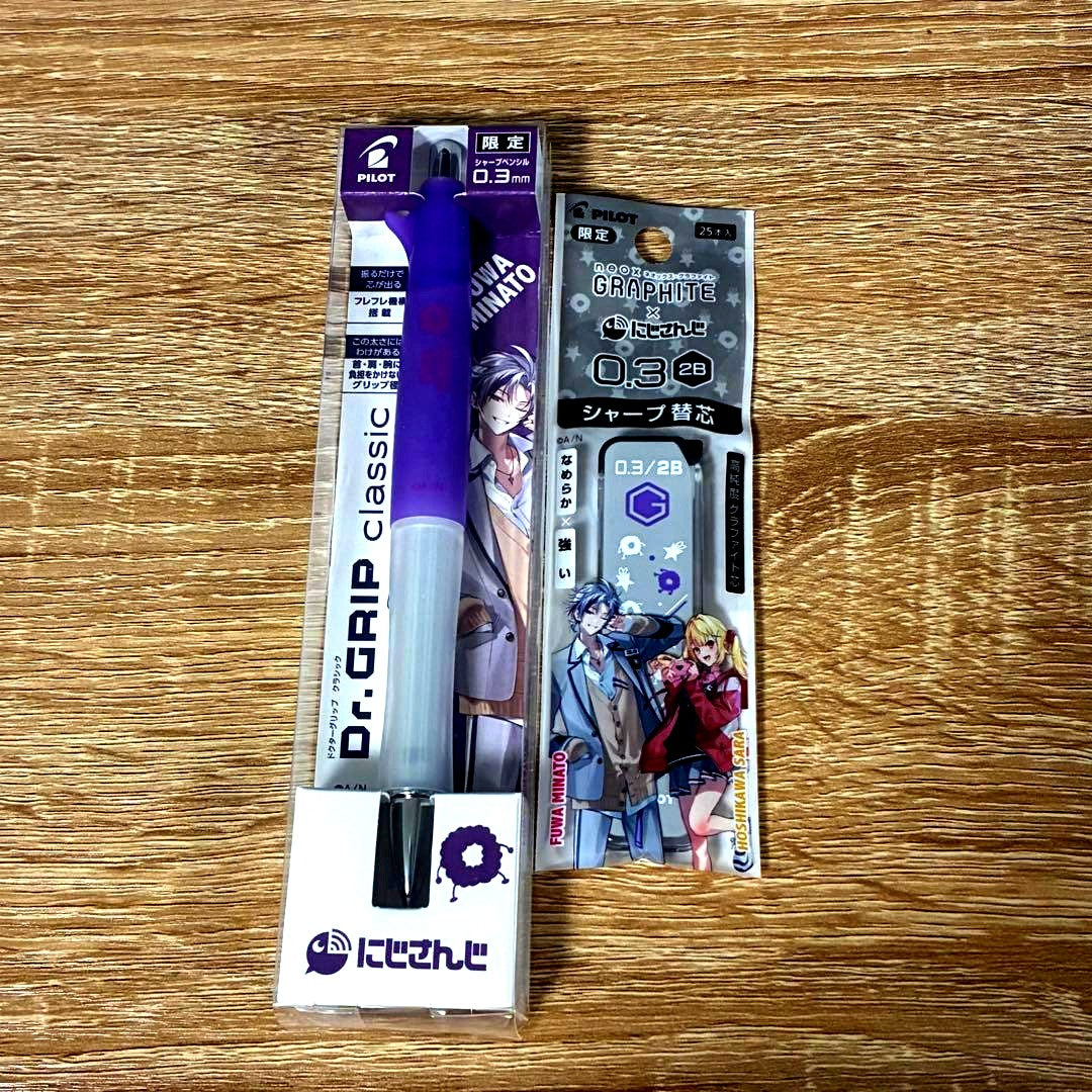 Nijisanji Nijipilot Dr. Grip Fuwa Minato Hoshikawa Sara mechanical pencil with 0.3mm lead and black body