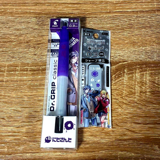 Nijisanji Nijipilot Dr. Grip Fuwa Minato Hoshikawa Sara mechanical pencil with 0.3mm lead and black body