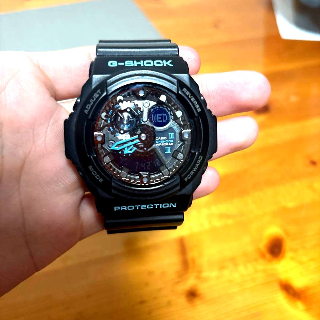 Casio G-Shock GA-300BA-1AJF large face wristwatch with black and red accents, digital-analog display