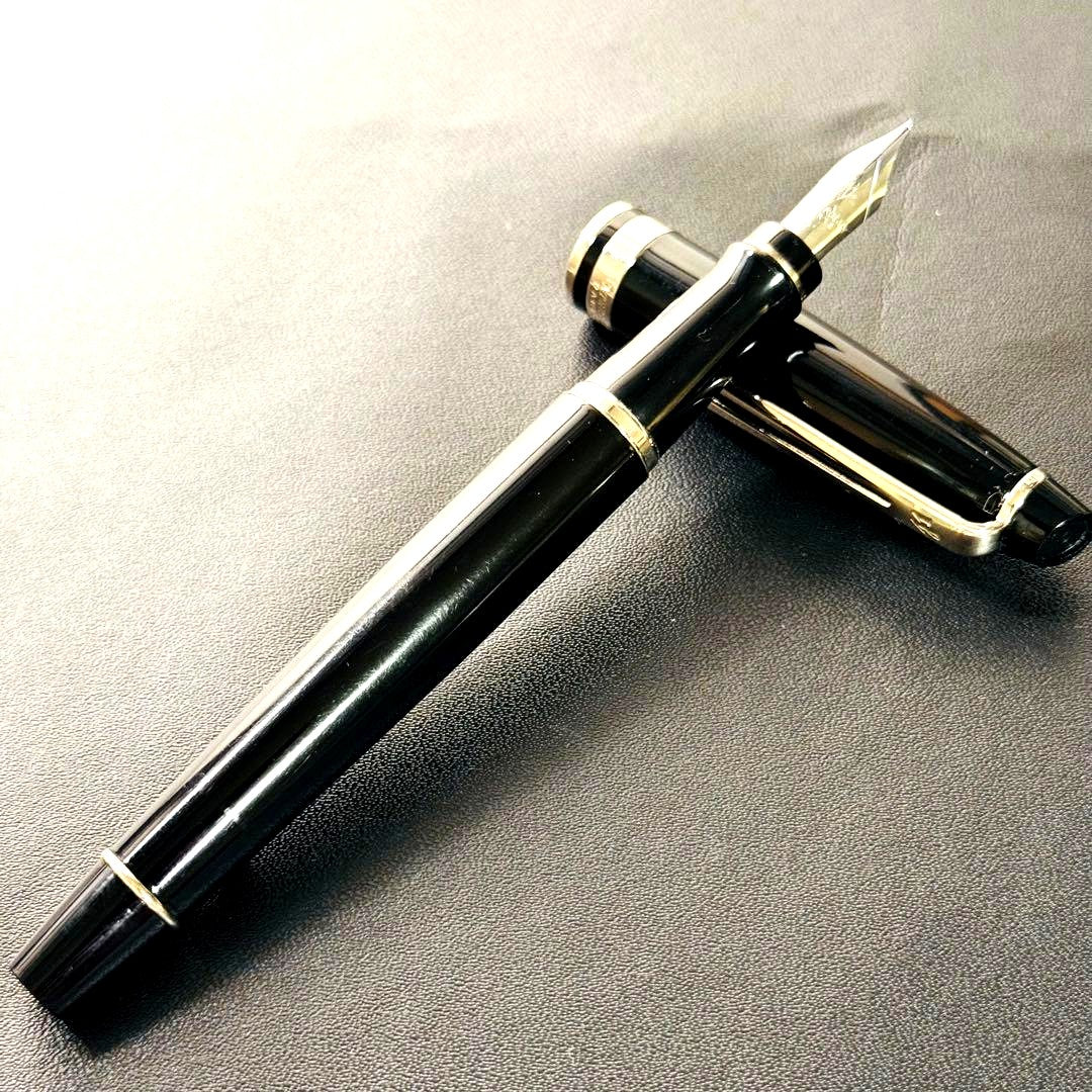 Waterman Expert Essential Black fountain pen with silver stainless steel accents and fine point nib