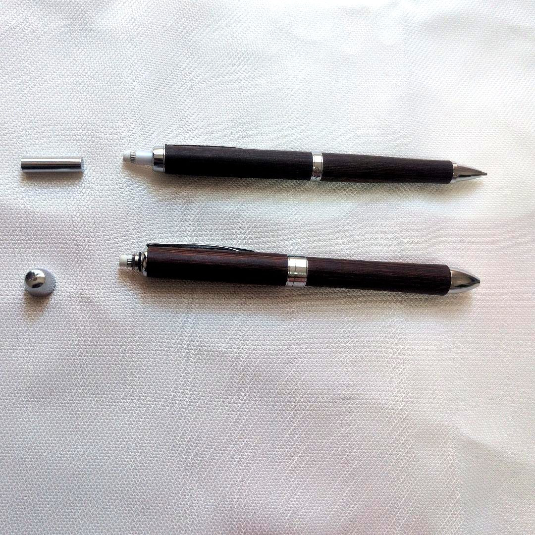Pilot Legno set with two multifunctional ballpoint pens and one 0.5mm mechanical pencil showing black wooden design