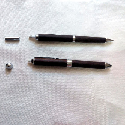 Pilot Legno set with two multifunctional ballpoint pens and one 0.5mm mechanical pencil showing black wooden design