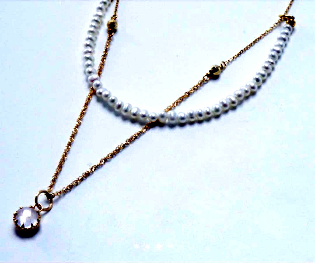 agete 2014 Spring Special Necklace in K10 Gold with 6mm charm and removable pearl on 40cm chain