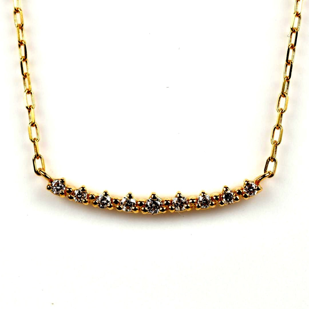 Agete yellow gold necklace with 9 diamonds pendant approximately 16.8 mm wide and 40 cm chain length