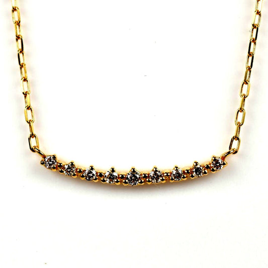 Agete yellow gold necklace with 9 diamonds pendant approximately 16.8 mm wide and 40 cm chain length