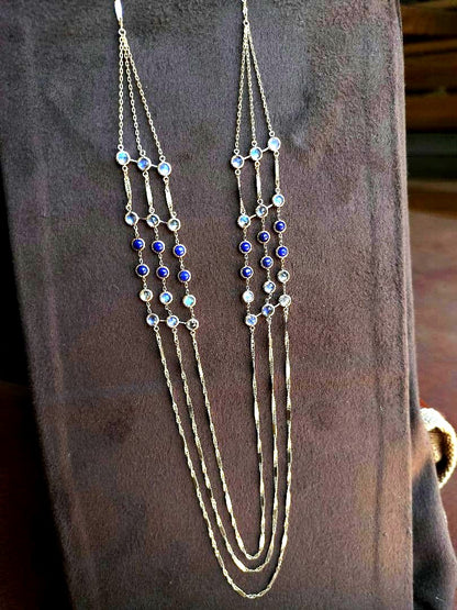 Agete Dreamy Dreamy Long Necklace with 70 cm three-strand 10K gold chain and 36 stones