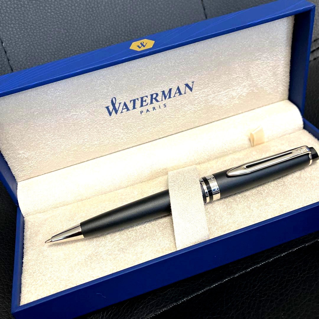 Waterman Black Ballpoint Pen made of metal with included gift box and ballpoint refill