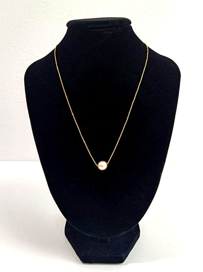 K18 Tasaki single pearl necklace with calm tone pearl on gold chain