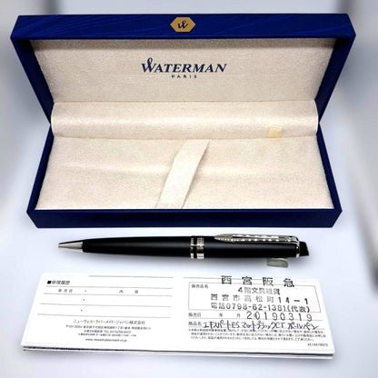 WATERMAN Expert ES ballpoint pen in matte black metal with clip and two-tone design