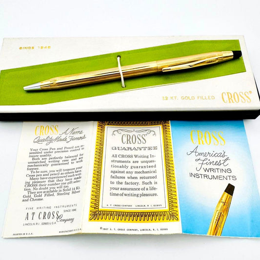 Cross Classic Century 12KT gold filled ballpoint pen with blue ink and gold color, Japan import