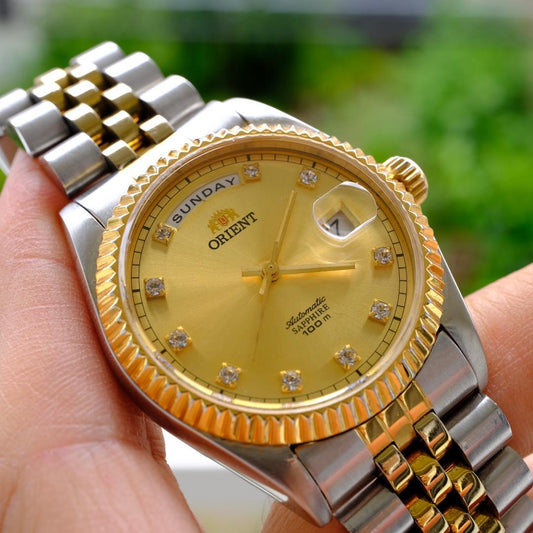 ORIENT President Day Date Gold Automatic Men's Watch — Japanese