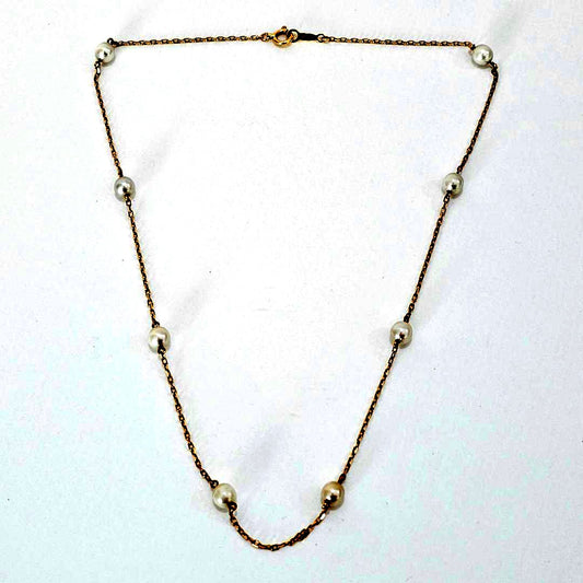 Mikimoto pearl necklace with 4.6mm pearls on 38cm 18K yellow gold chain weighing 2.8 grams