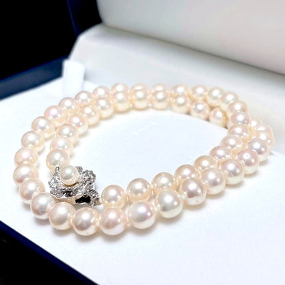 Honzawa Pearl Akoya 7.5-8.0mm pearl necklace with silver clasp and 44 cm length