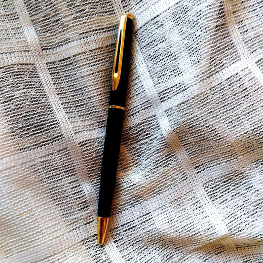 Close-up of Waterman Ballpoint Pen in Black Gold with sleek design and smooth finish