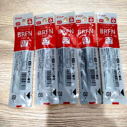 Set of 5 red Pilot BRFN-10F-R refill tips for pens, discontinued model