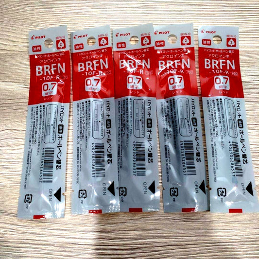 Set of 5 red Pilot BRFN-10F-R refill tips for pens, discontinued model
