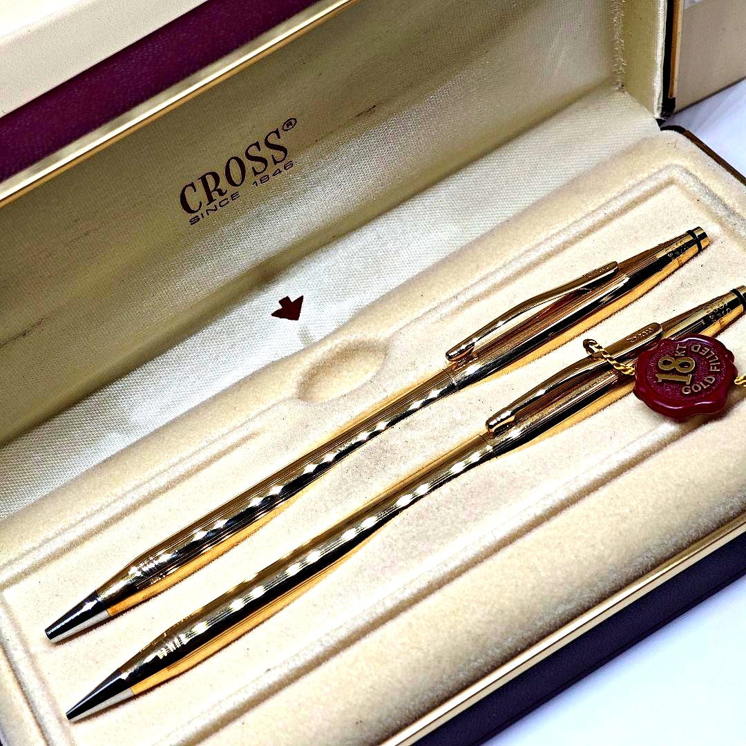 Cross 18KT Classic Century ballpoint pen and mechanical pencil set with 18-karat gold plating and ink included