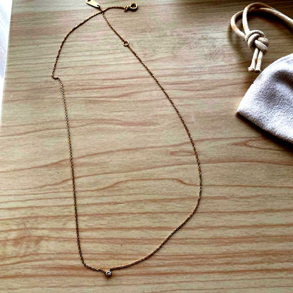 Agete diamond necklace in 10K yellow gold with a 0.05ct single diamond pendant
