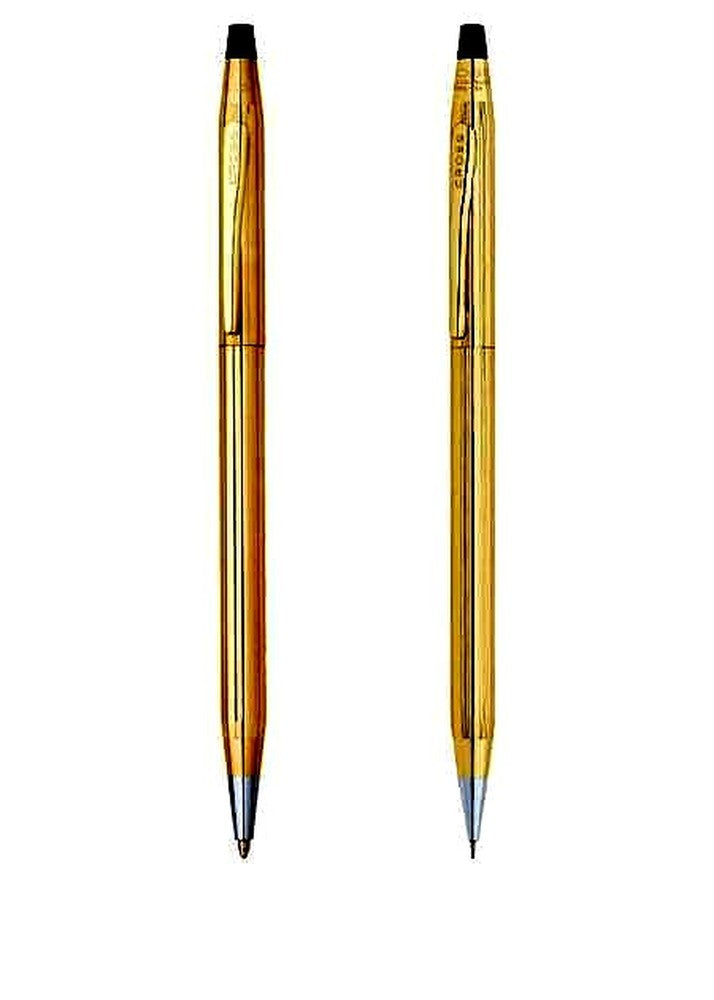 Cross Classic Century gold-plated ballpoint pen and mechanical pencil set shown in catalog photo