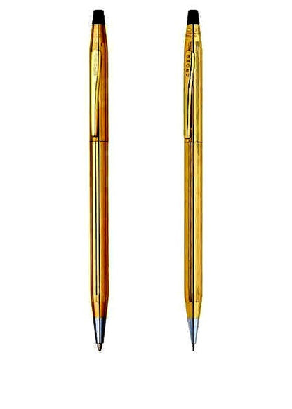 Cross Classic Century gold-plated ballpoint pen and mechanical pencil set shown in catalog photo