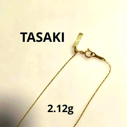 K18 gold necklace with 0.6mm width and 44.5cm length featuring a slide type TASAKI design weighing 2.12 grams