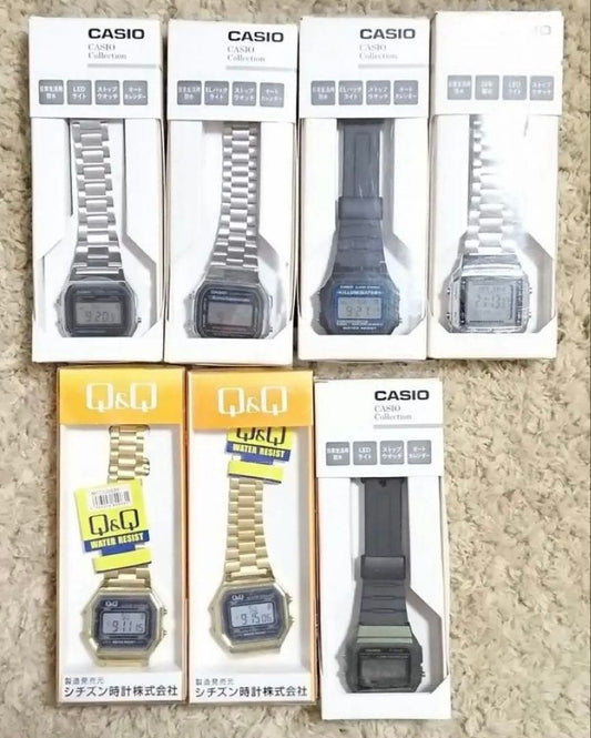 CASIO Q&Q 7-Model Set Digital Men's Watch — Japanese