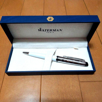Waterman ballpoint pen with sleek design and polished finish, shown with original box