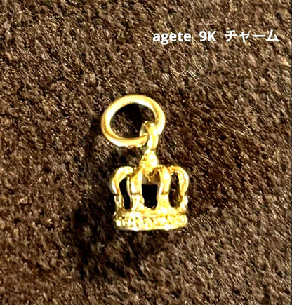 Agete 9K crown-shaped charm made of 375 gold with vintage design