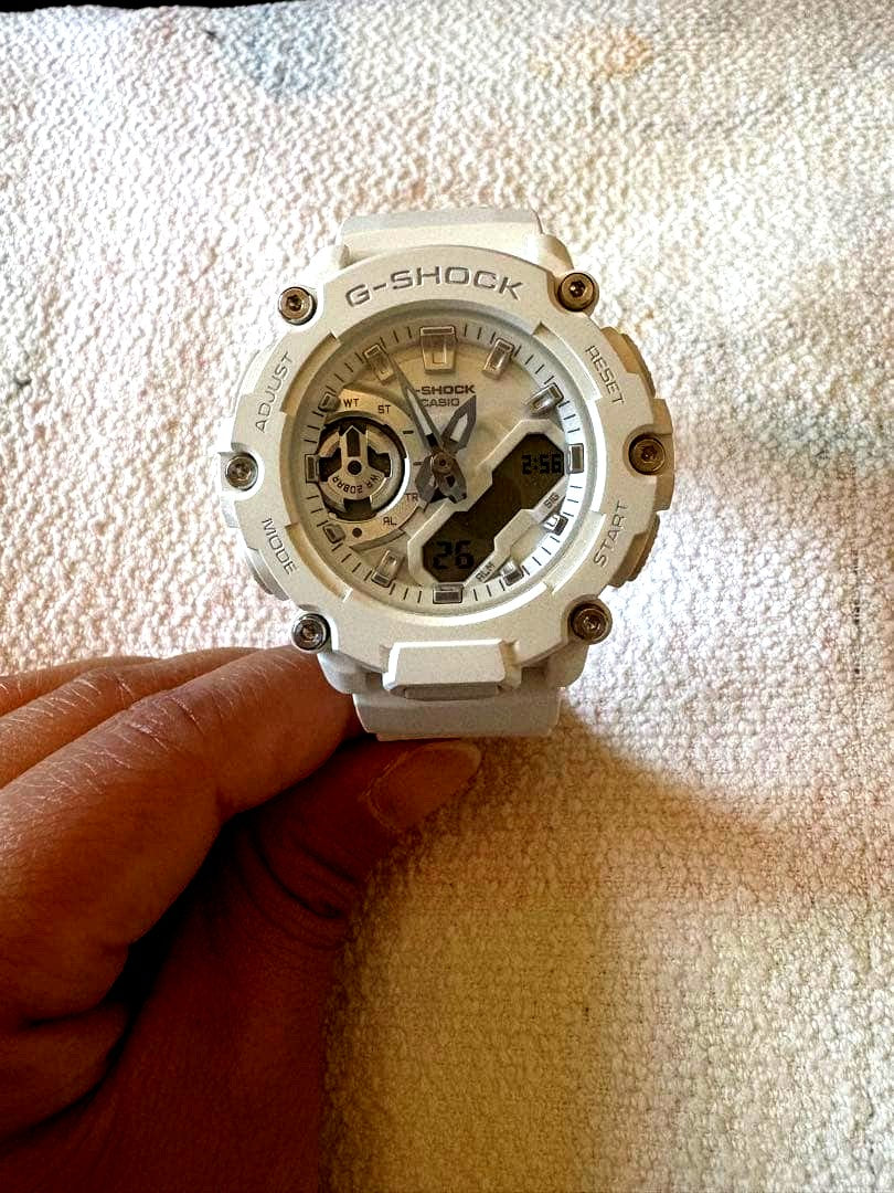 Casio G-Shock digital analog watch with white resin band and combination display