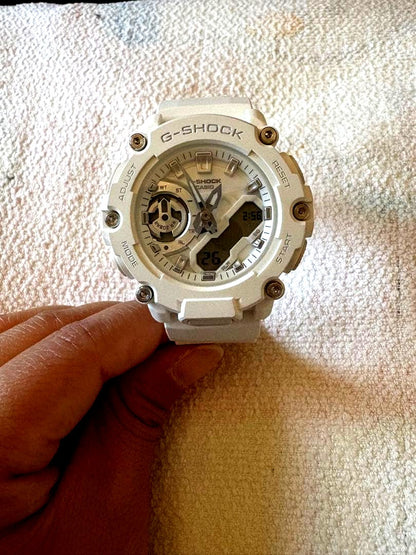 Casio G-Shock digital analog watch with white resin band and combination display