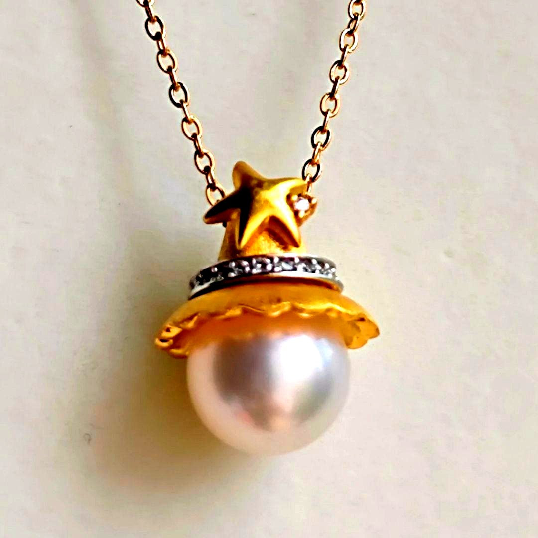 King Akoya Pearl Necklace featuring flawless Hanadama pearls, 9.2mm size, 45cm length, handmade by Rinrin